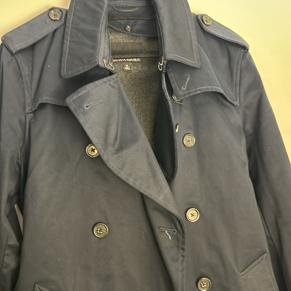 Banana republic Worn mens medium blue rain  trench coat - Picture 3 of 3